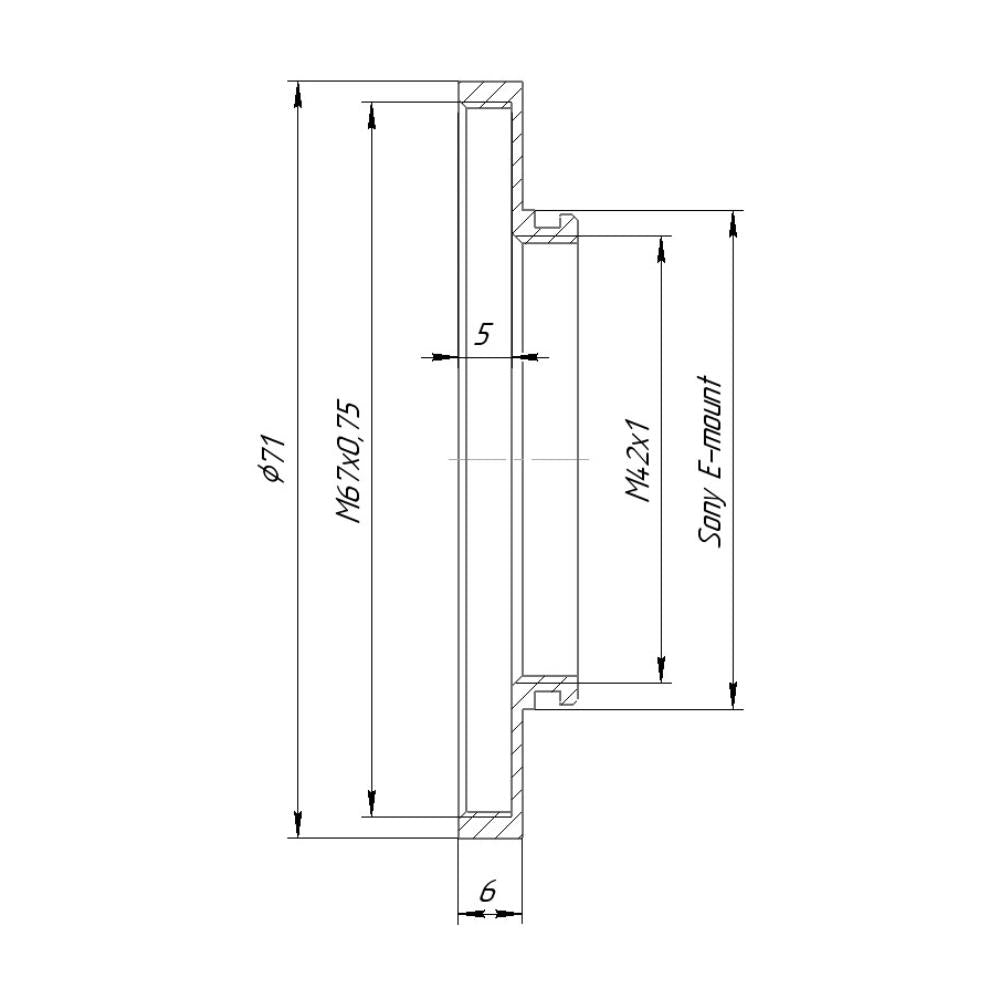 M67x0.75 female thread to Sony E-mount camera adapter