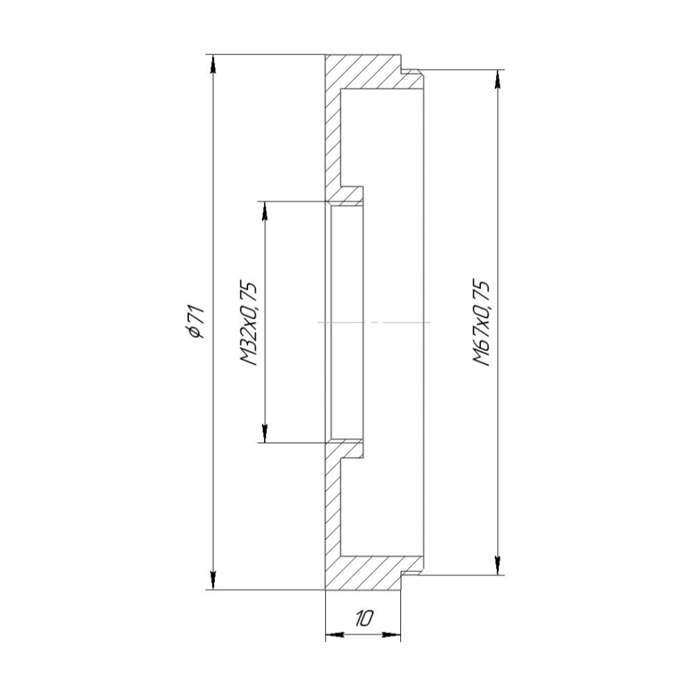 M67x0.75 male to M32x0.75 female thread adapter, DEEP