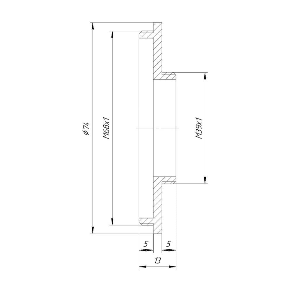 M68x1 male to M39x1 (LTM) male thread adapter