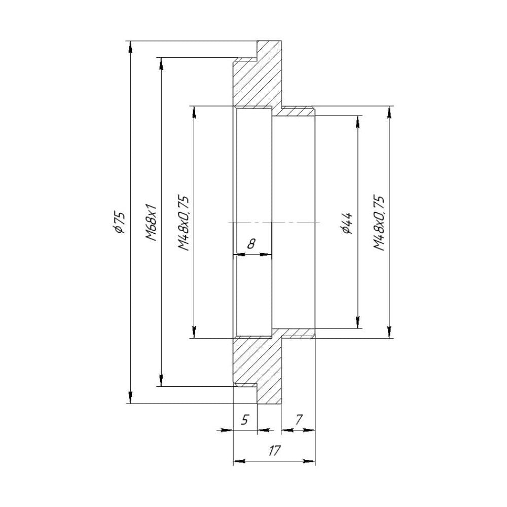 M68x1 male to M48x0.75 male thread adapter for Moonlite focuser