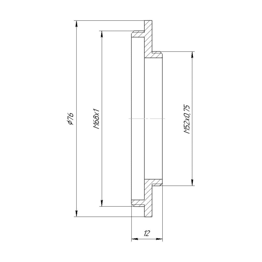 M68x1 male to M52x0.75 male thread adapter for Astro Zeiss extension
