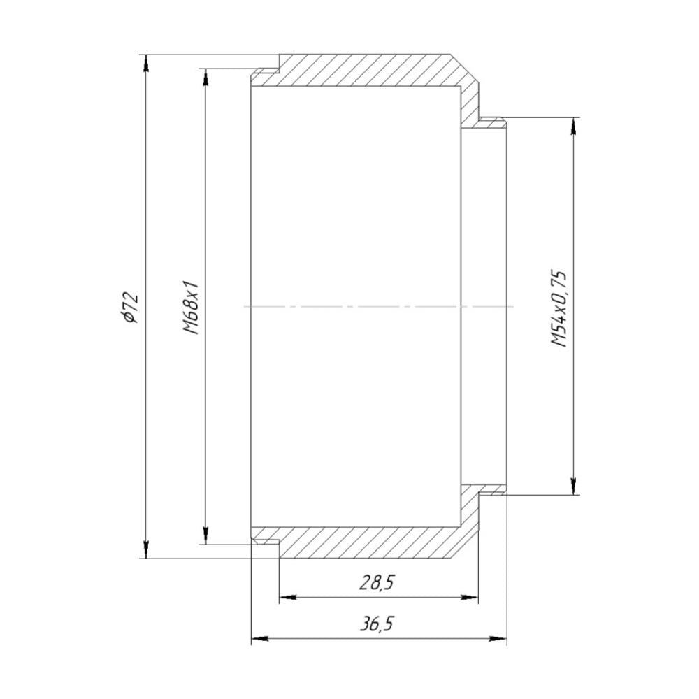 M68x1 male to M54x0.75 male thread adapter