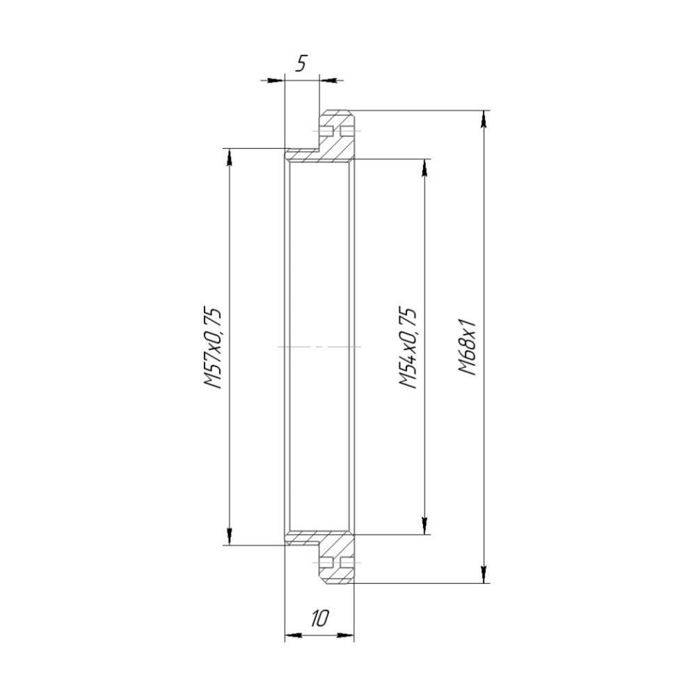 M68x1 male to M57x0.75 male thread adapter