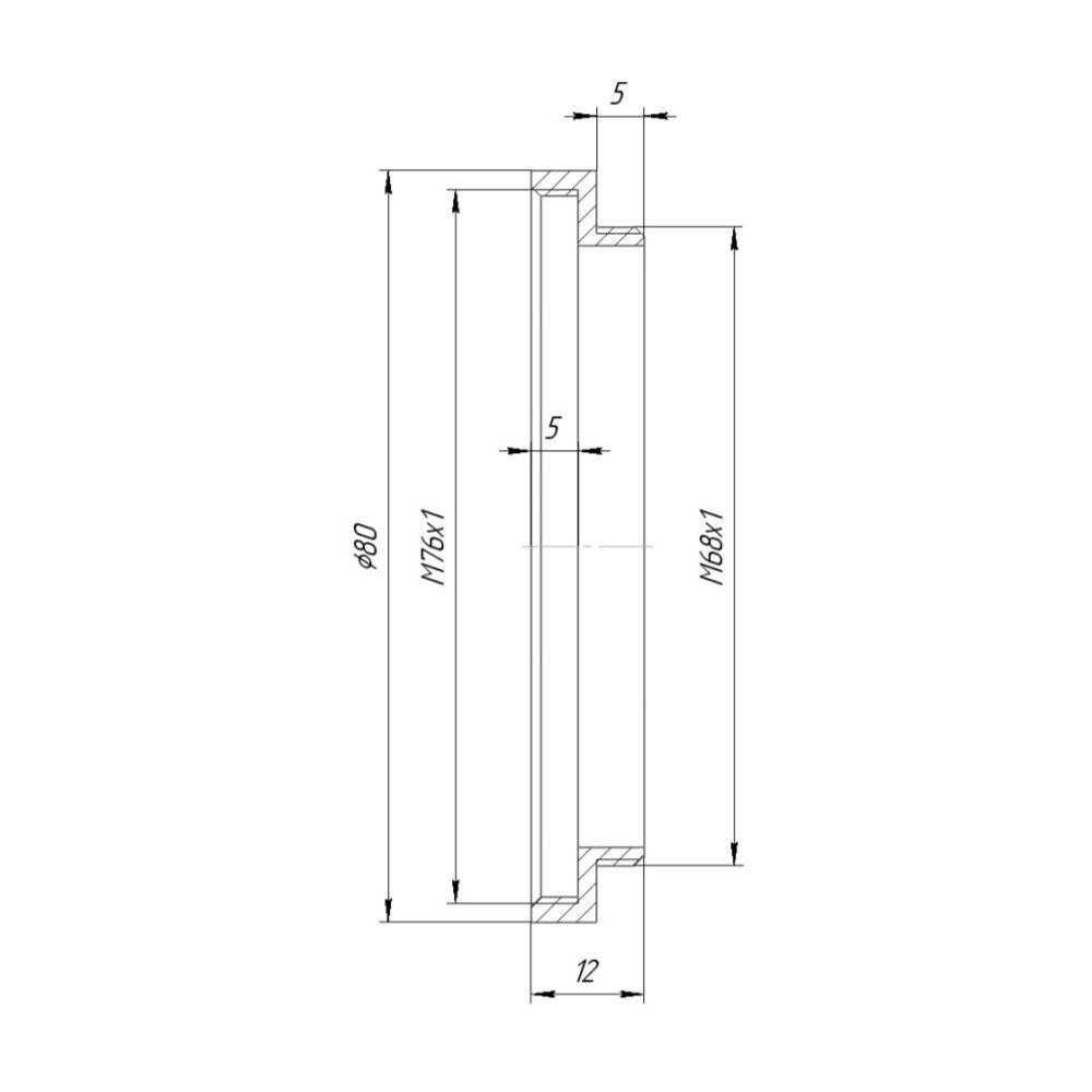 M68x1 male to M76x1 female thread adapter
