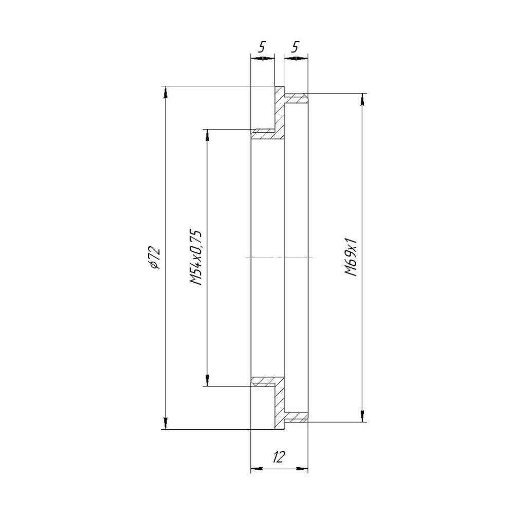 M69x1 male to M54x0.75 male thread adapter