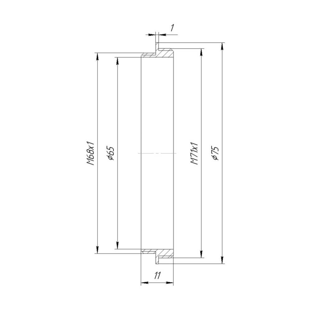 M71x1 male to M68x1 male thread adapter