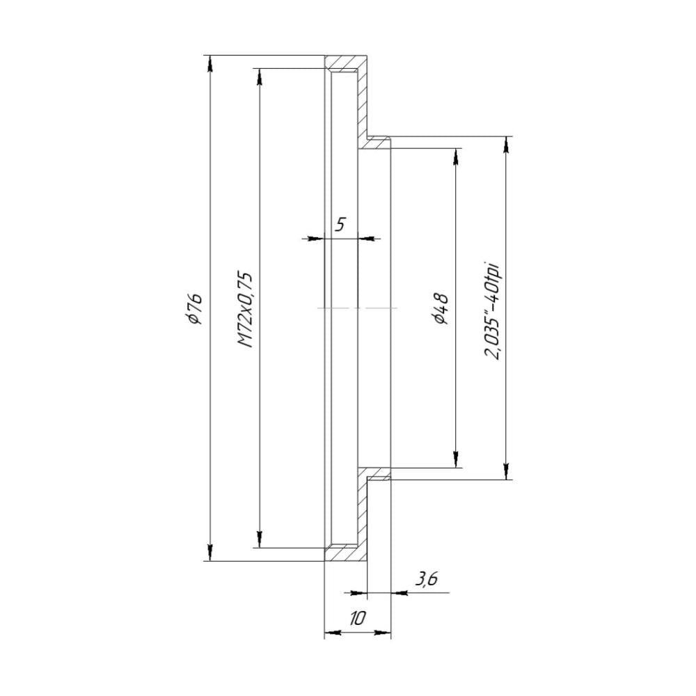 M72x0.75 female to SM2 male thread adapter