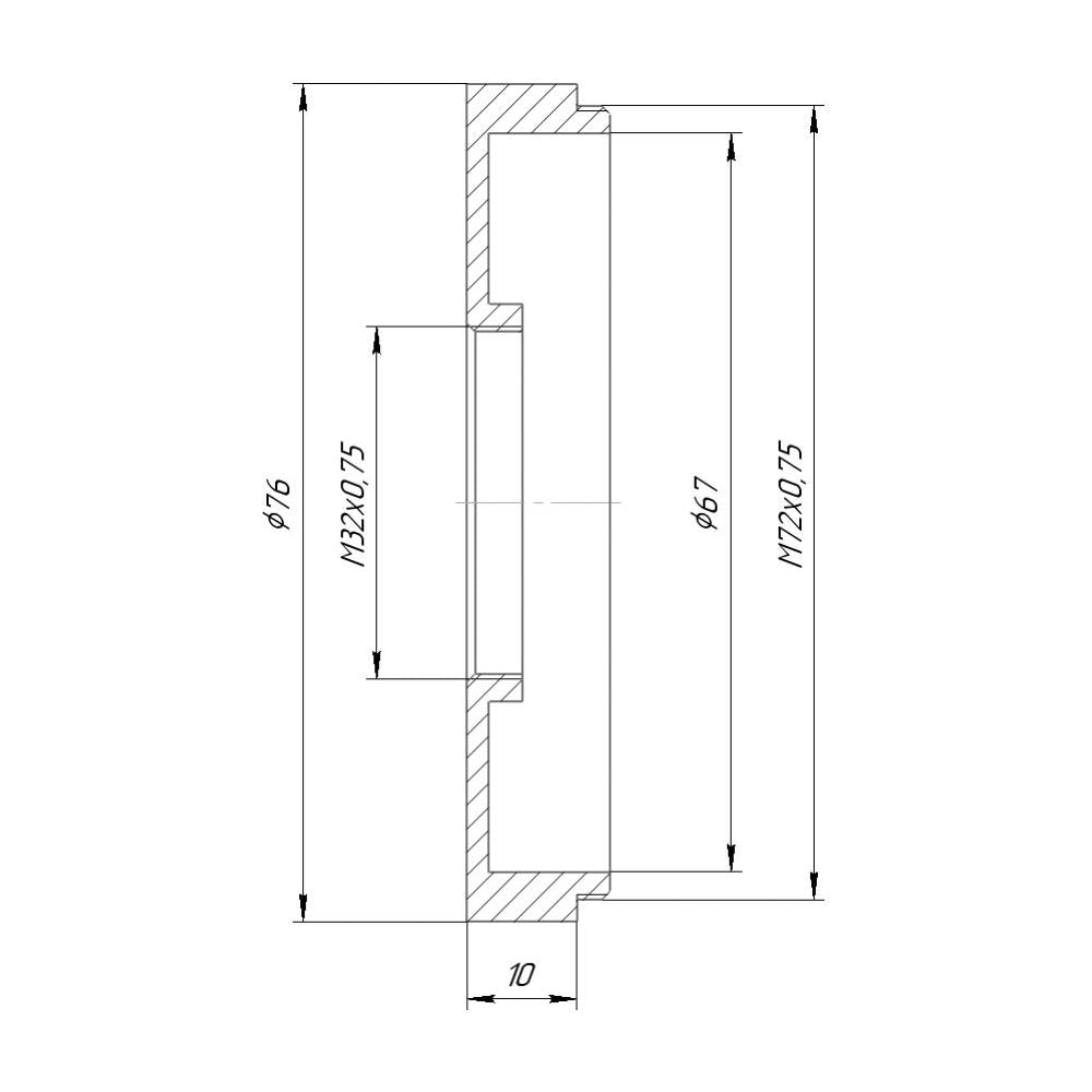 M72x0.75 male to M32x0.75 female thread adapter (step-down ring), DEEP