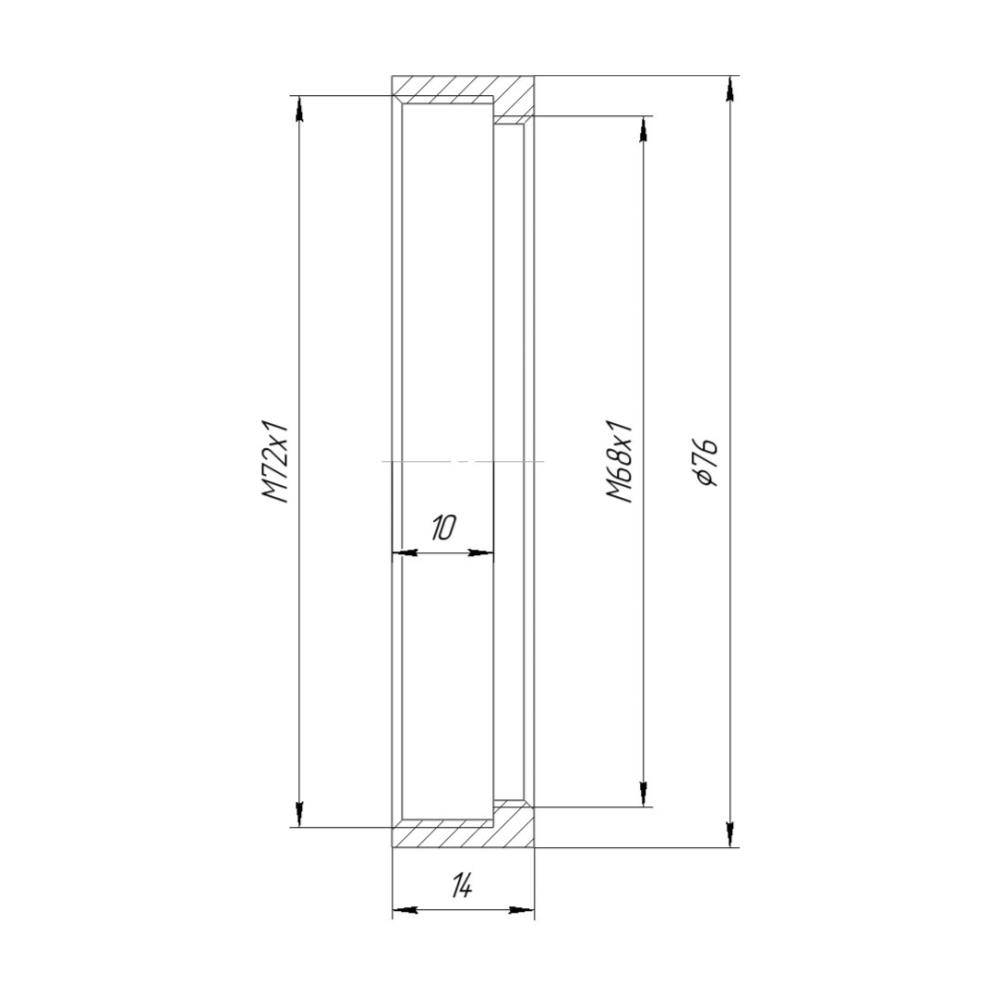 M72x1 female to M68x1 female thread adapter