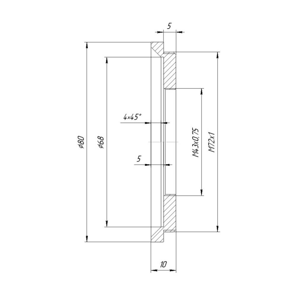 M72x1 male to M43x0.75 female thread adapter