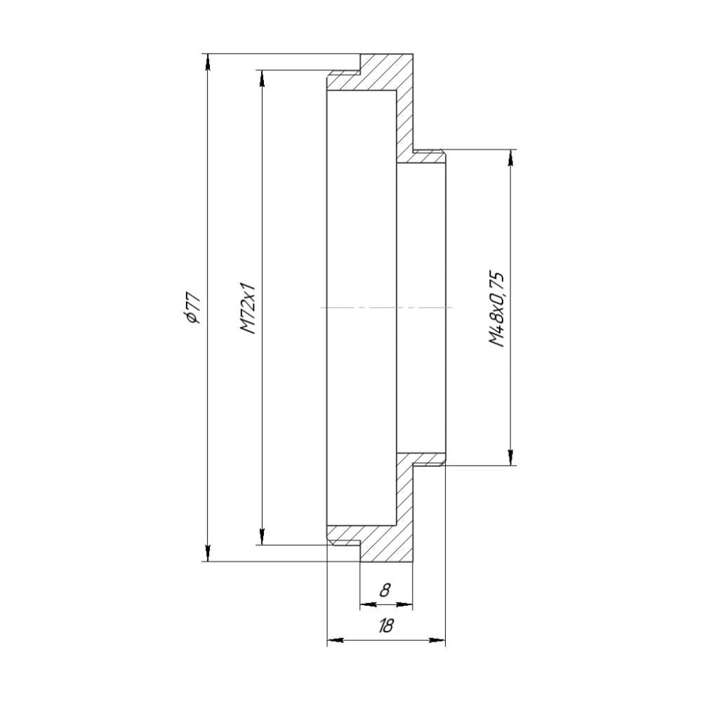 M72x1 male to M48x0.75 male thread adapter for Takahashi FSQ-106 telescope