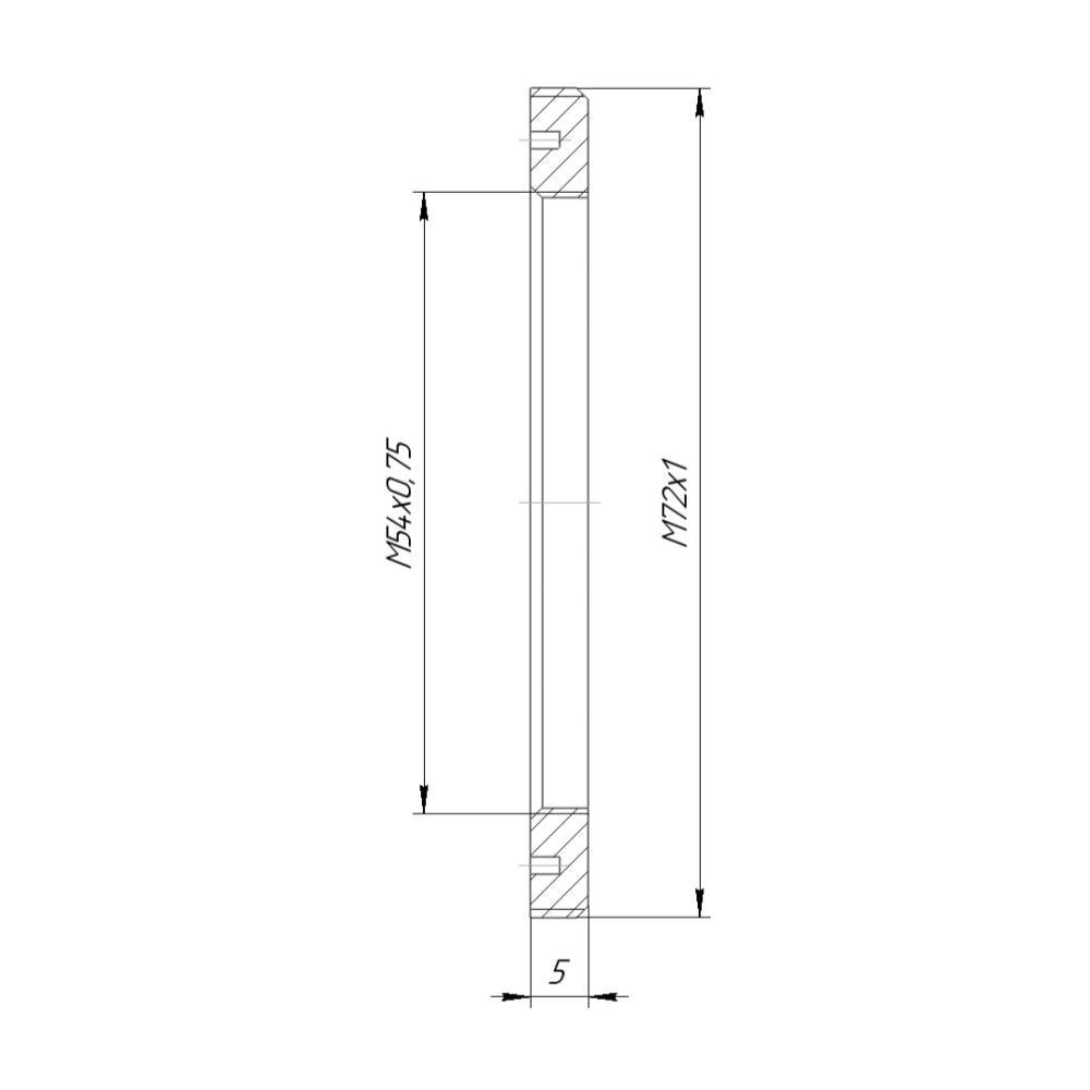 M72x1 male to M54x0.75 female thread adapter (step-down ring)