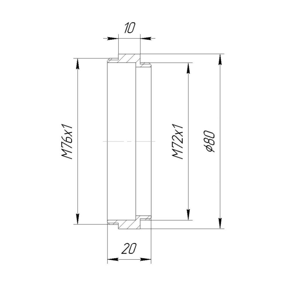 M72x1 male to M76x1 male thread adapter