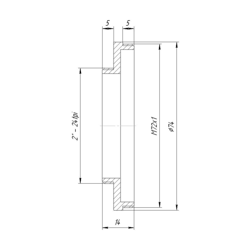 M72x1 male to SCT 2" male thread adapter