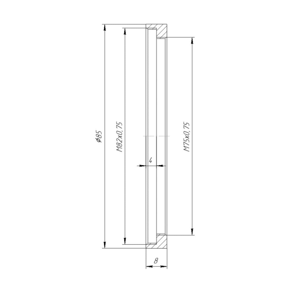 M75x0.75 female to M82x0.75 female thread adapter