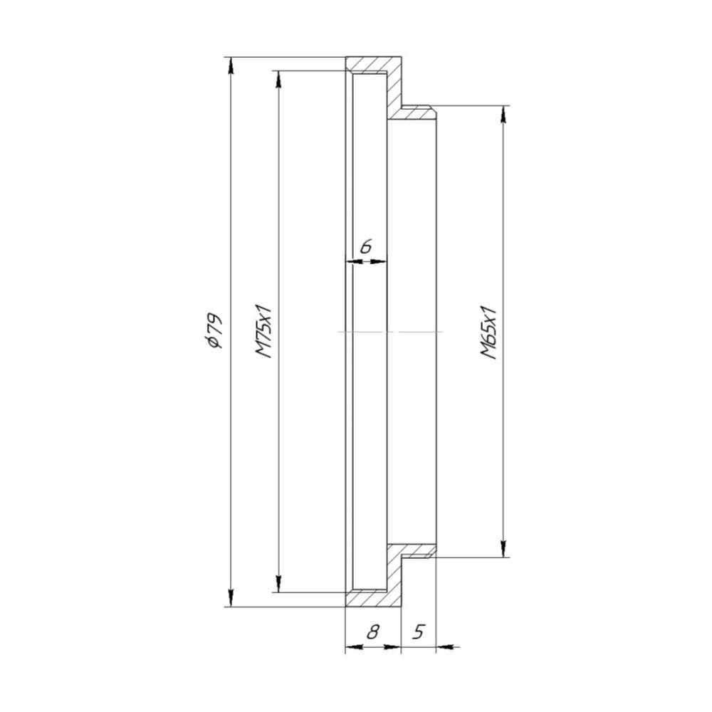 M75x1 female to M65x1 male thread adapter