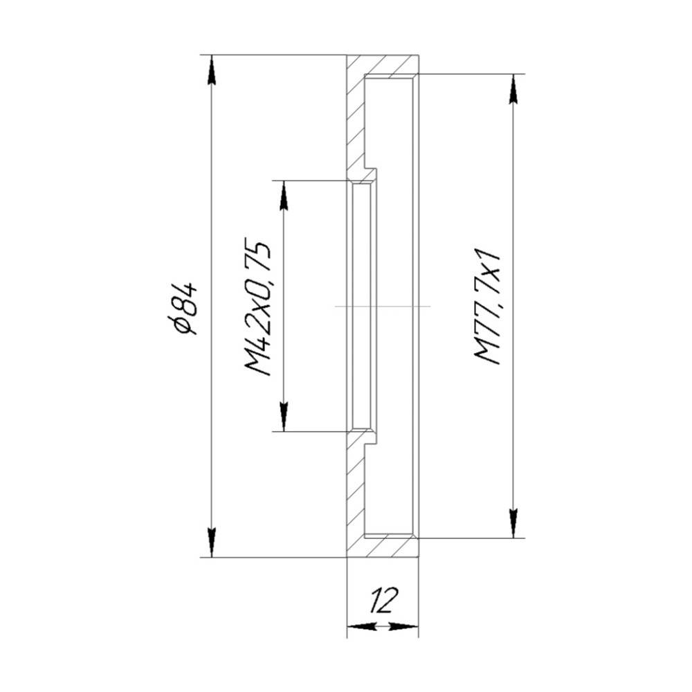 M77.7x1 female to M42x0.75 female thread adapter