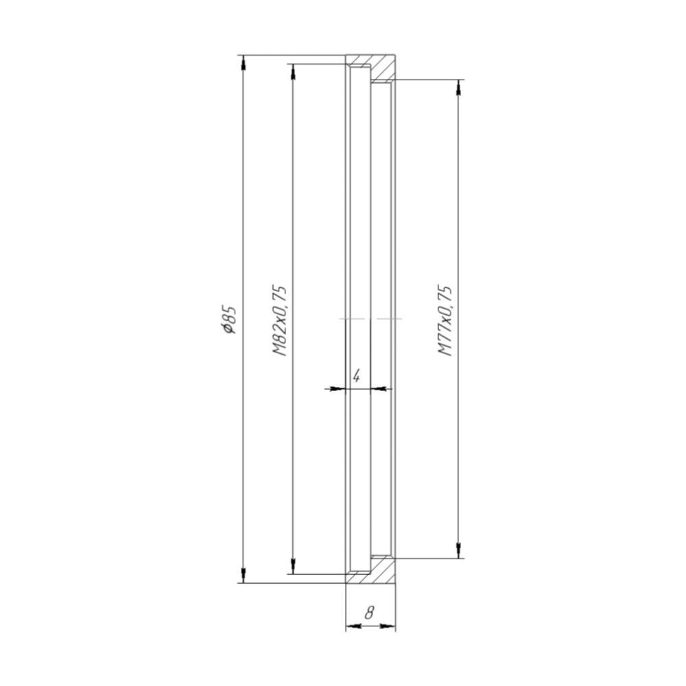 M77x0.75 female to M82x0.75 female thread adapter