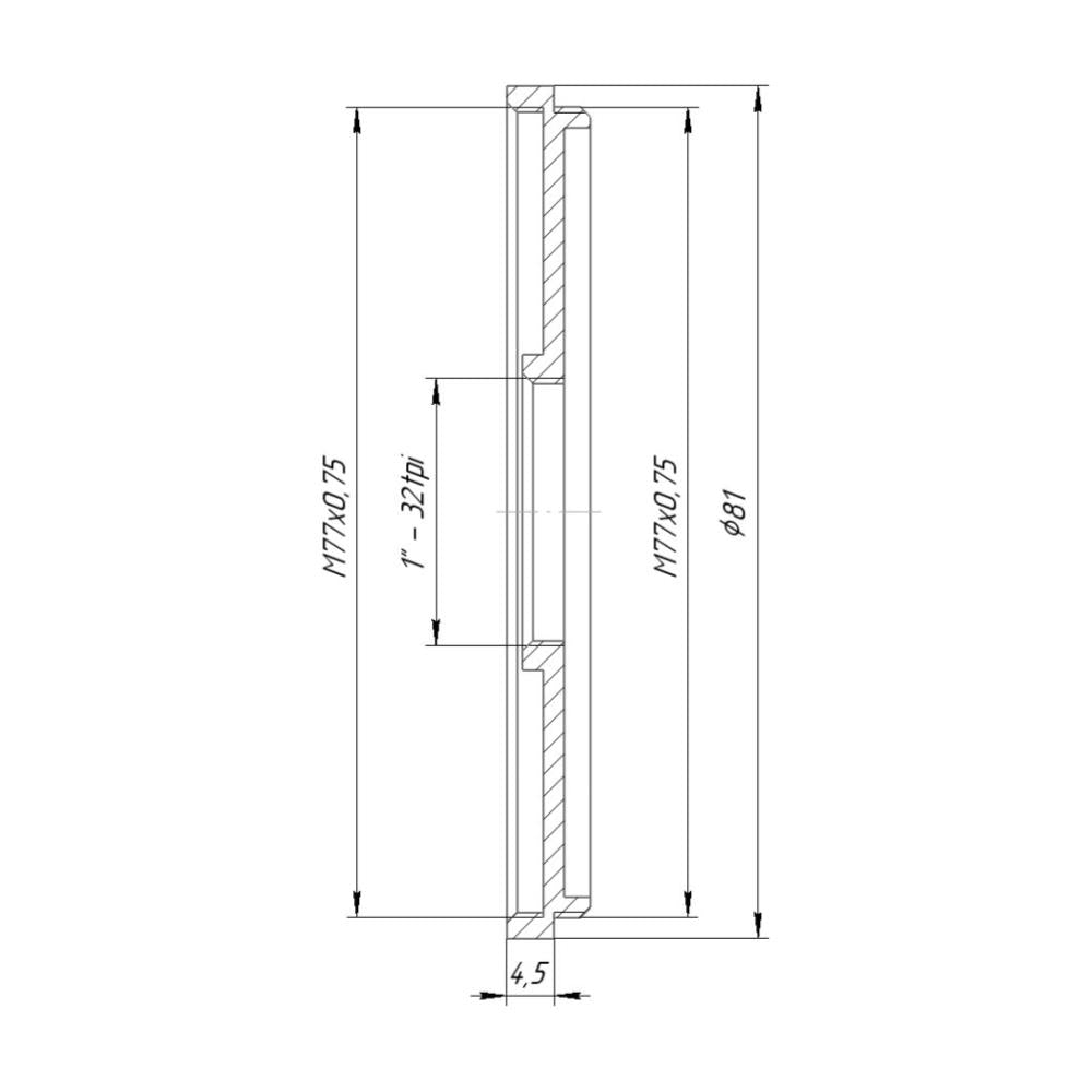 M77x0.75 male to C-mount female thread adapter