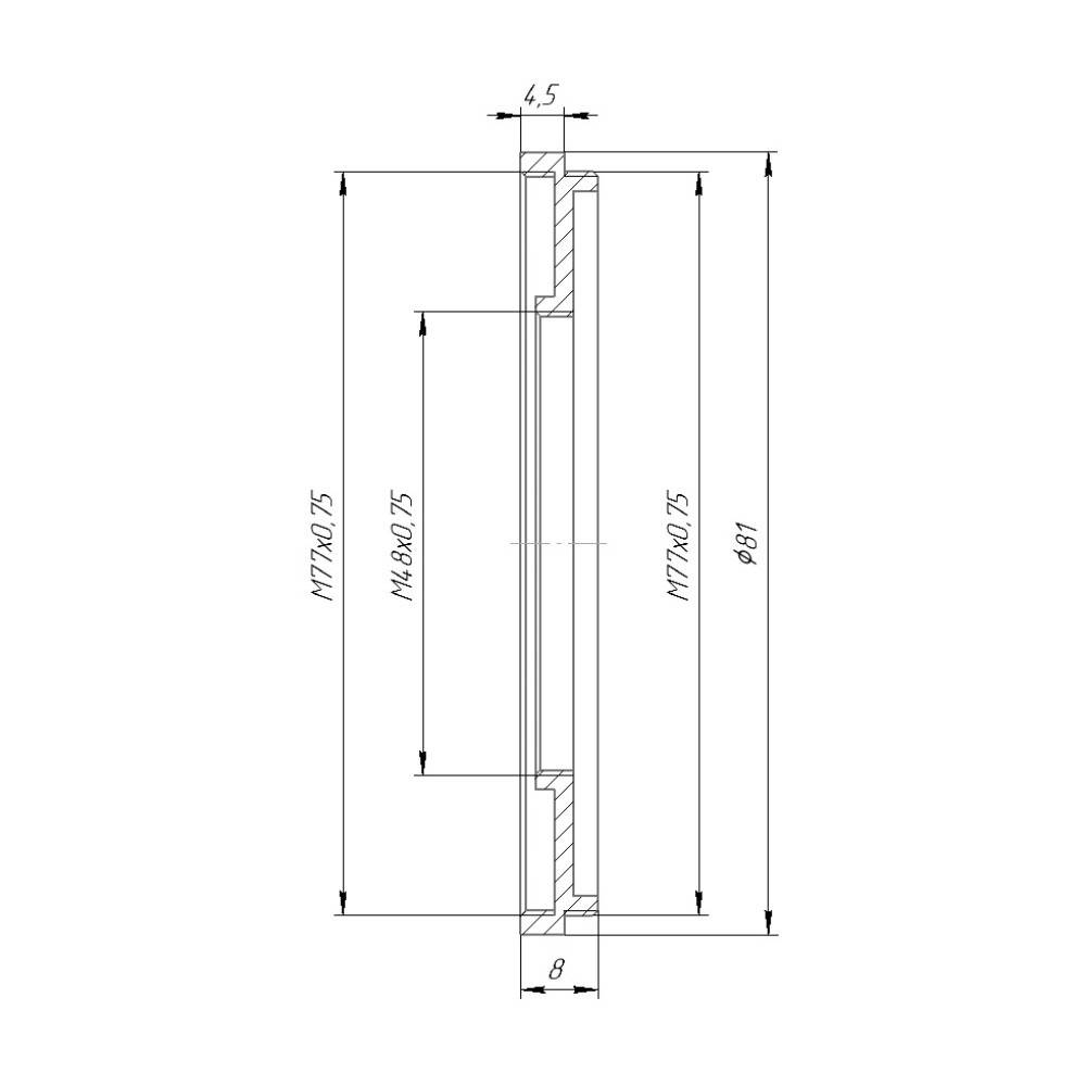 M77x0.75 male to M48x0.75 female thread adapter