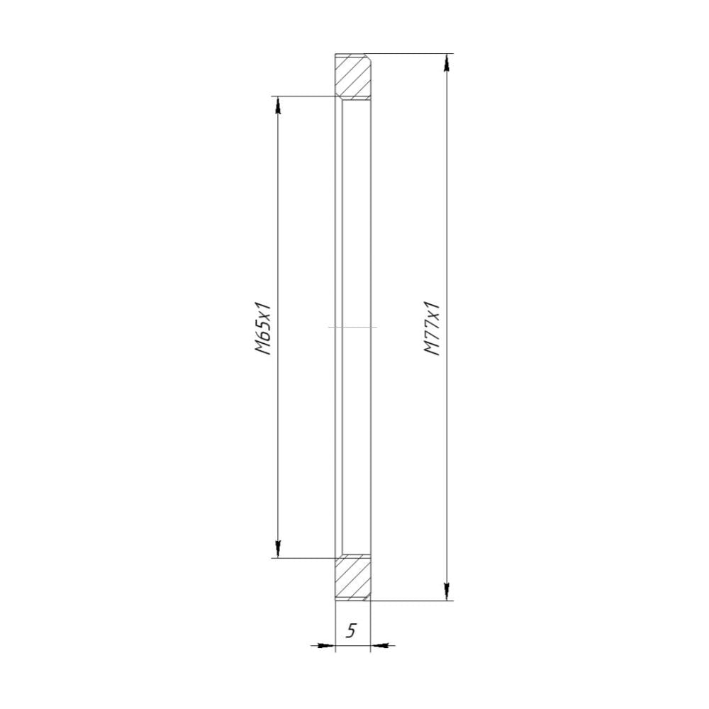 M77x1 male to M65x1 female thread adapter, flangeless
