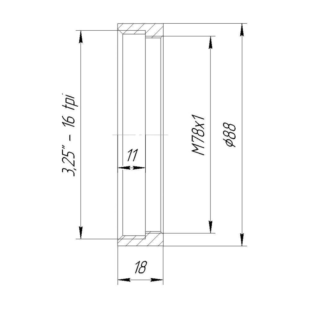 M78x1 female to 3.25"-16tpi female thread adapter