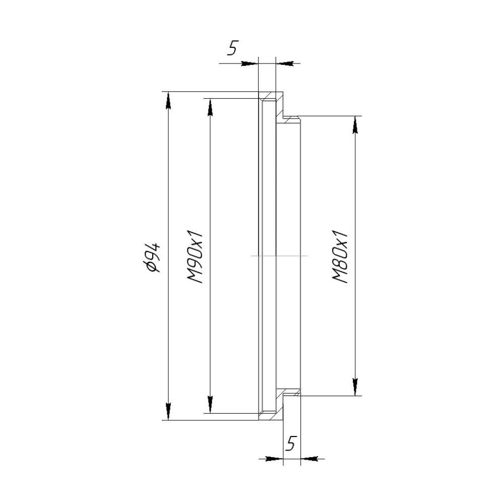M80x1 male to M90x1 female thread adapter