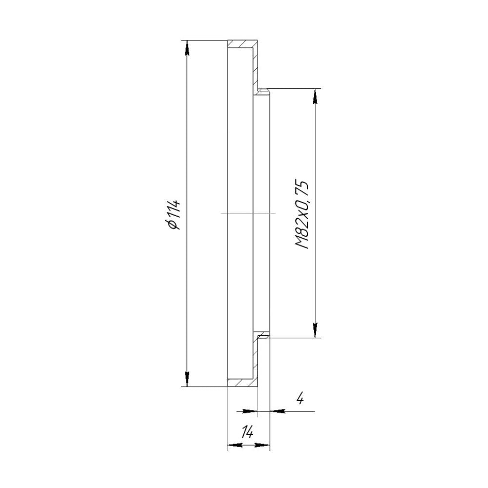 M82x0.75 male thread to 114mm outer diameter adapter