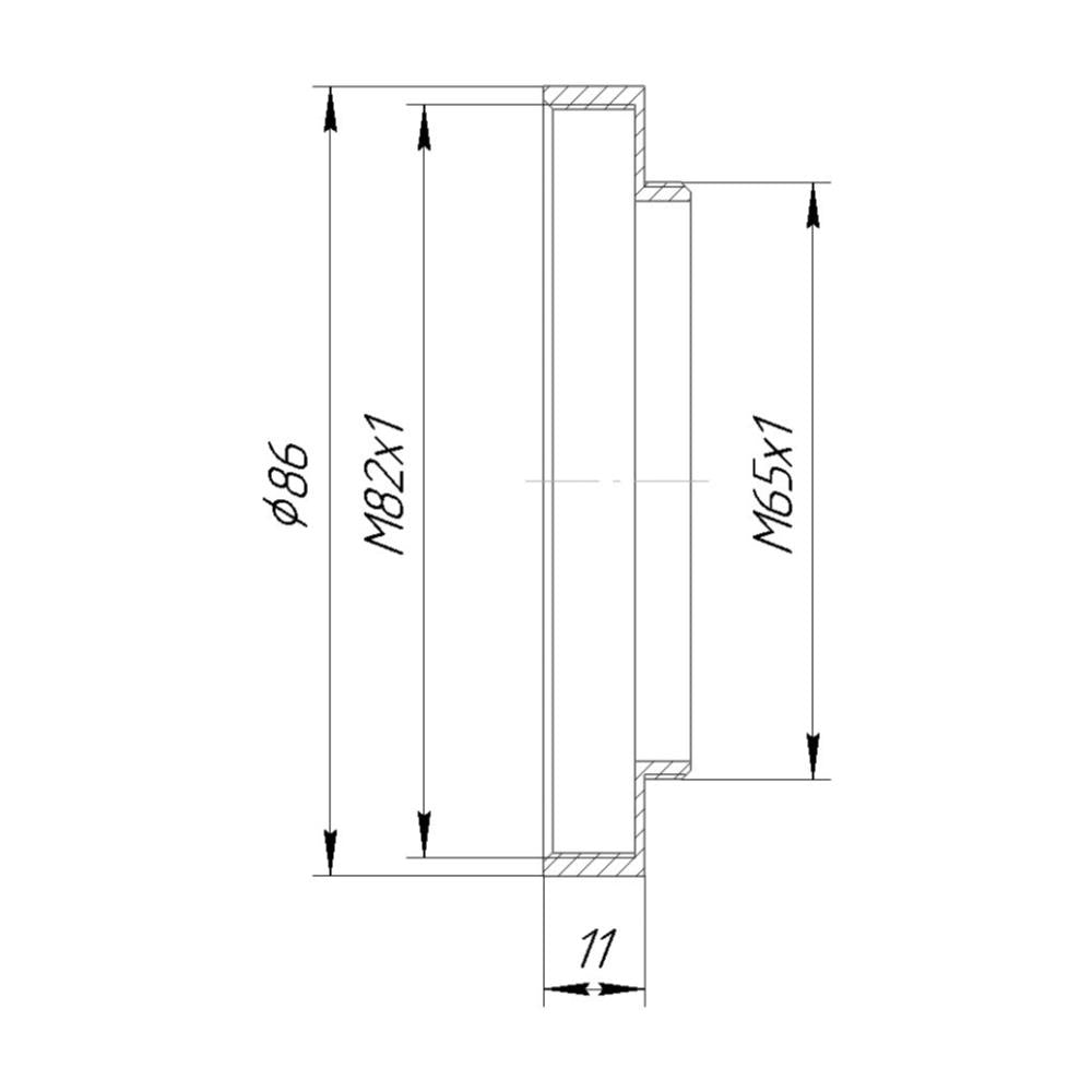 M82x1 female to M65x1 male thread adapter
