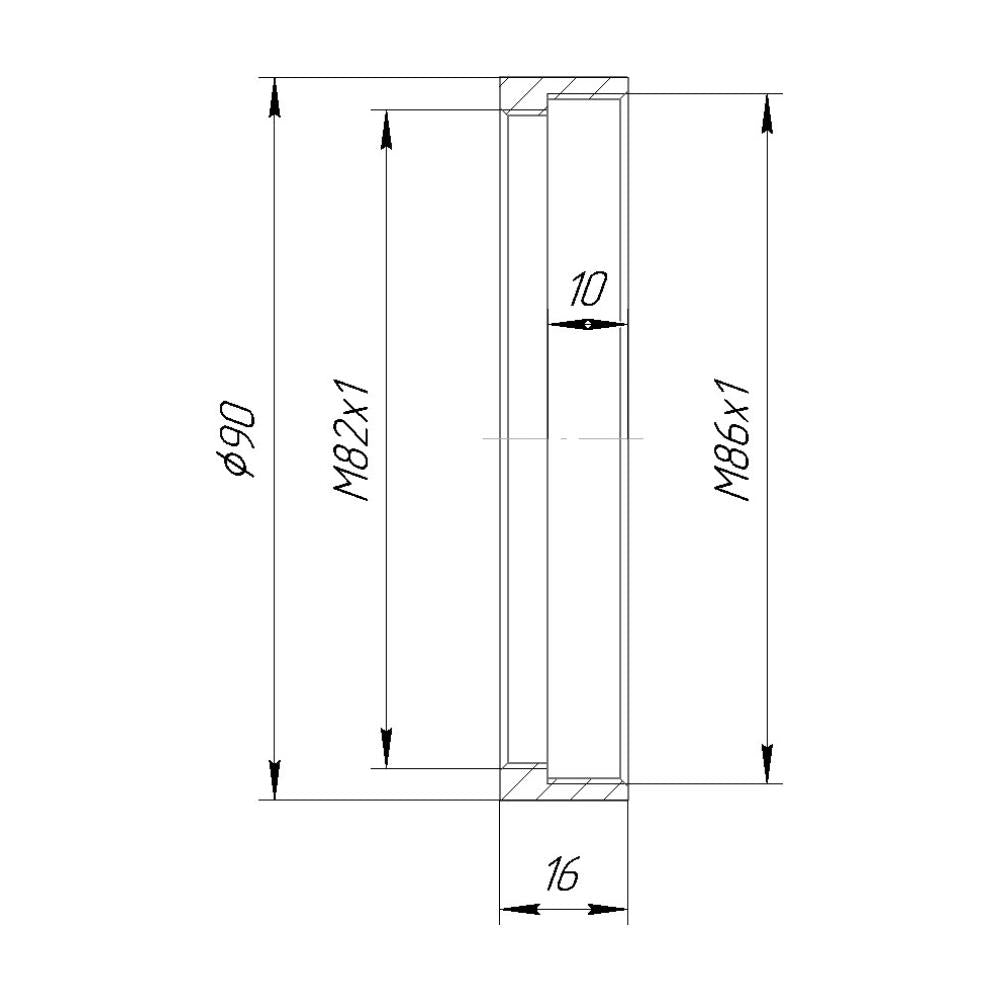 M82x1 female to M86x1 female thread adapter
