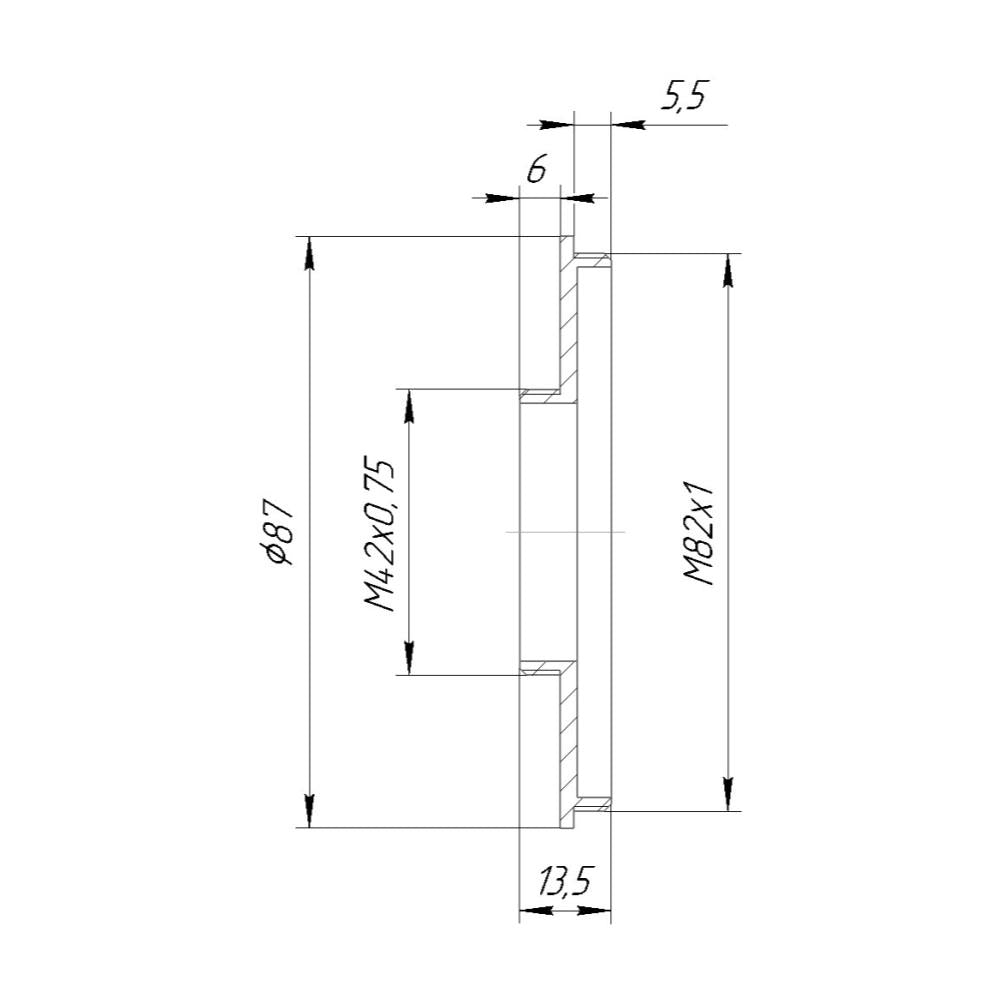 M82x1 male to M42x0.75 (T2) male thread adapter