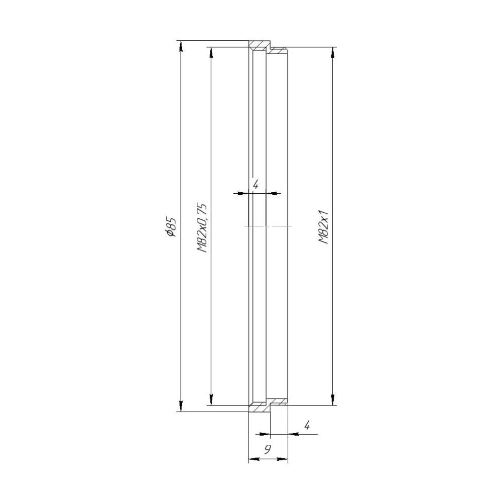 M82x1 male to M82x0.75 female thread adapter (filter step ring)