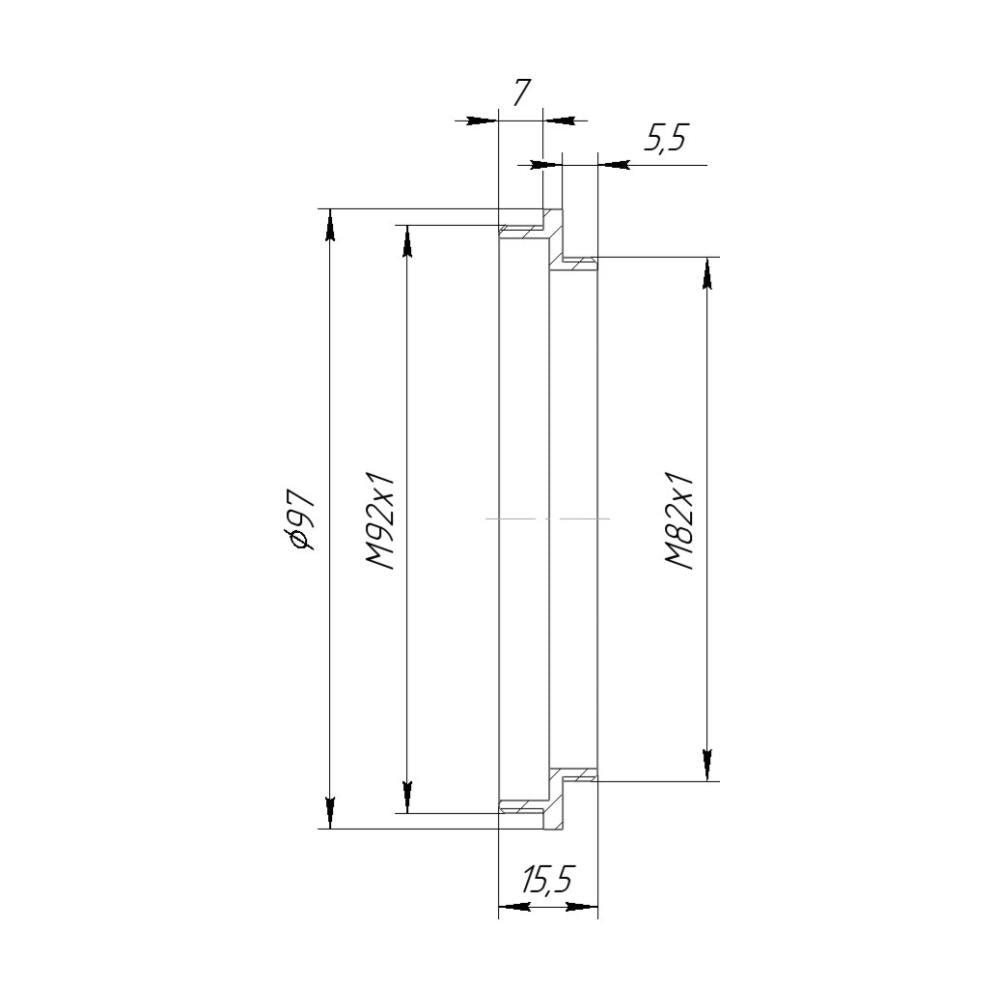 M82x1 male to M92x1 male thread adapter