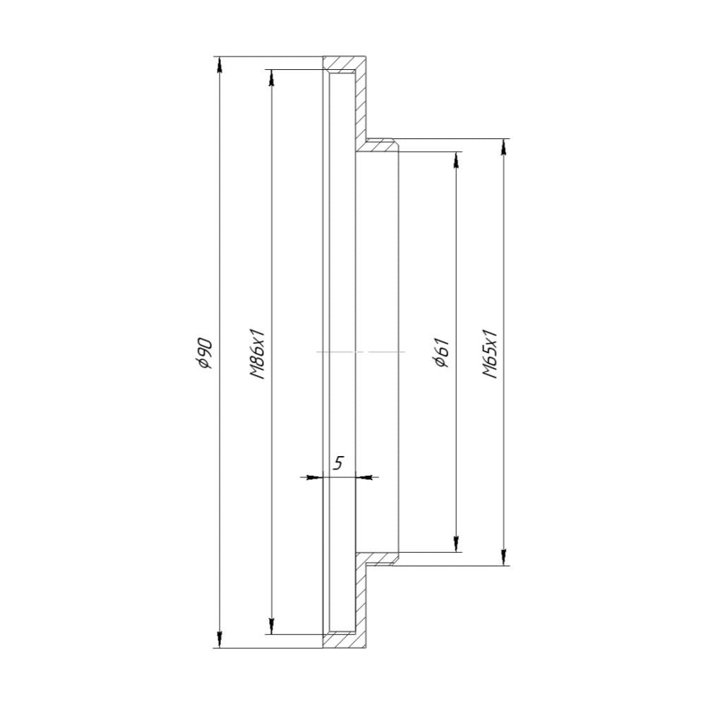 M86x1 female to M65x1 male thread adapter