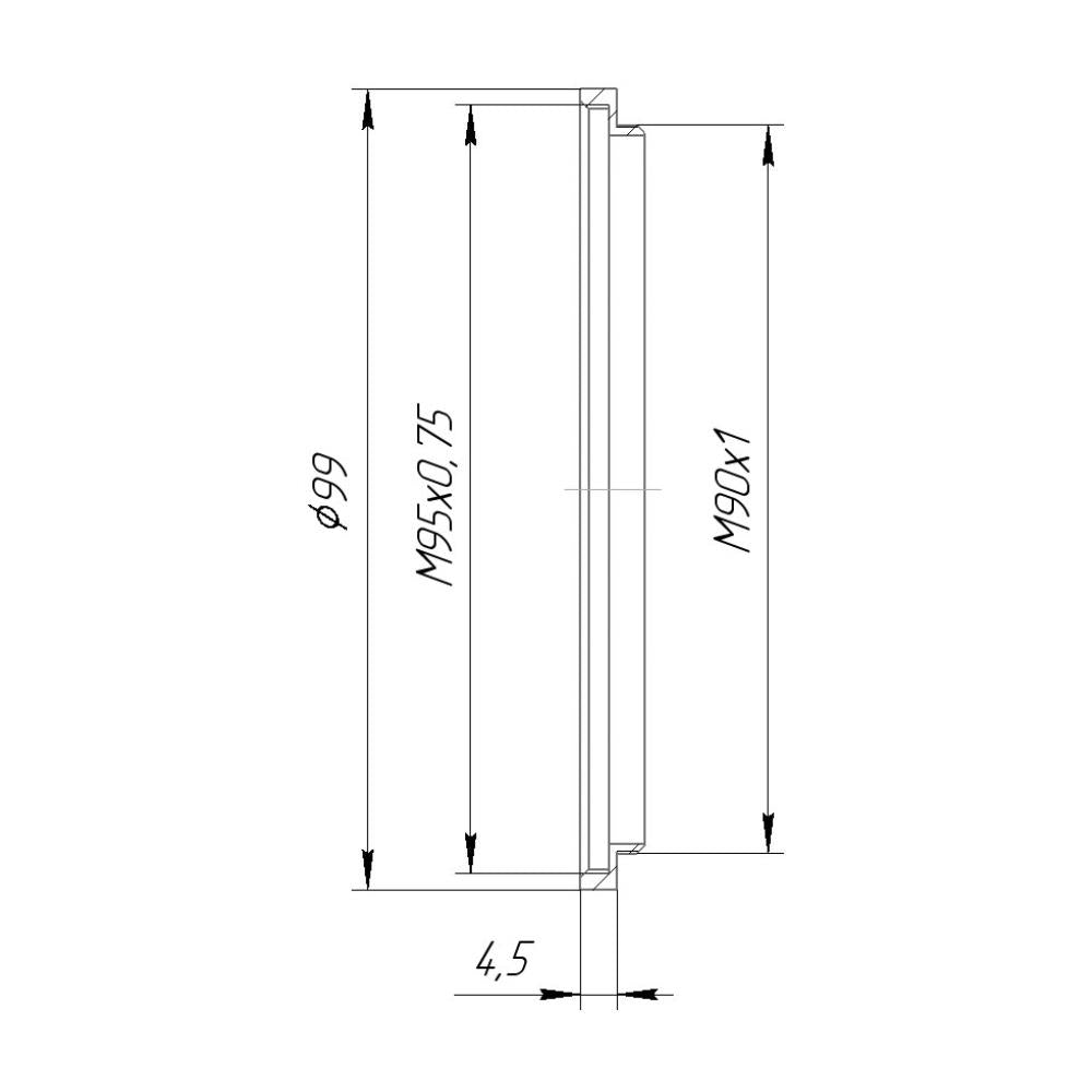 M90x1 male to M95x0.75 female thread adapter (90mm to 95mm Step-Up Ring)