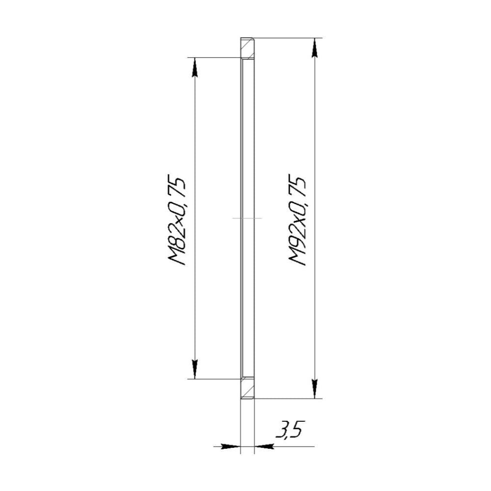 M92x0.75 male to M82x0.75 female thread adapter (92mm to 82mm step-down ring)