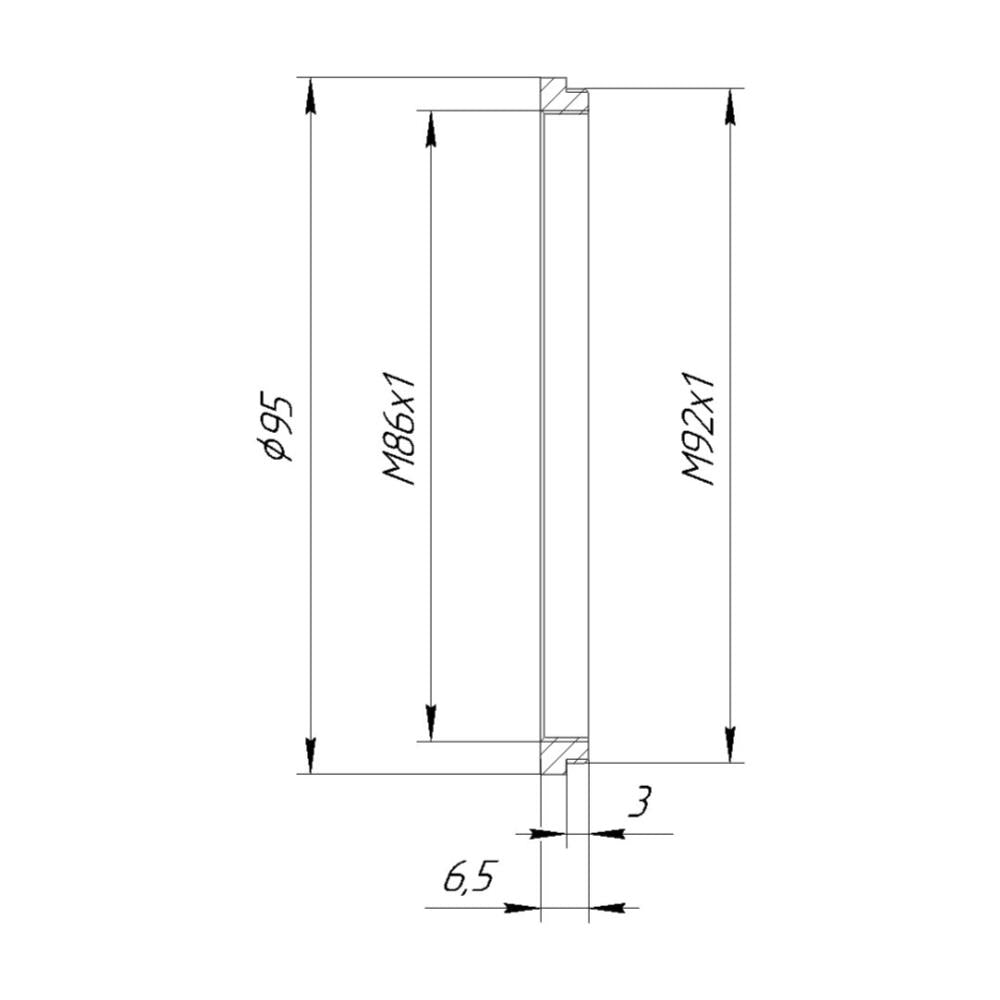 M92x1 male to M86x1 female thread adapter (92mm to 86mm step-down ring)
