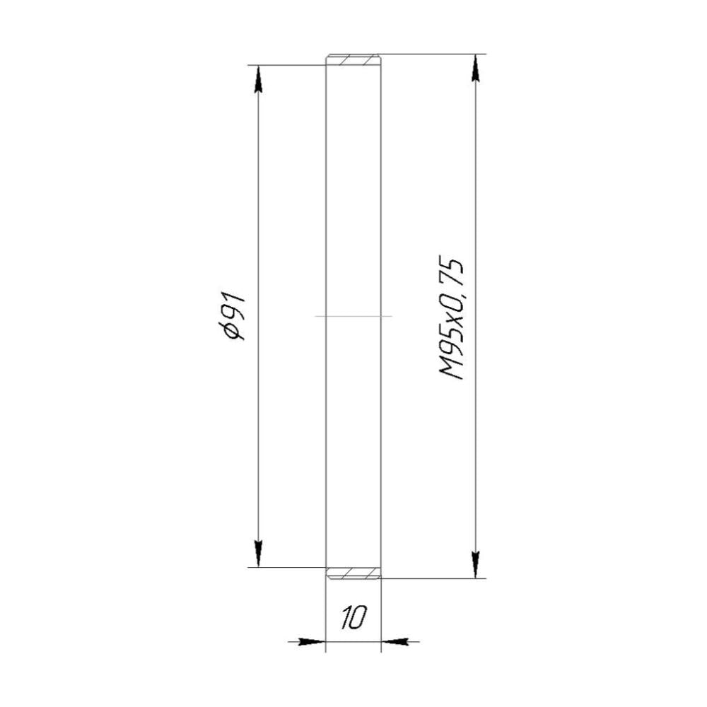 M95x0.75 male to M95x0.75 male thread adapter (10mm long tube)
