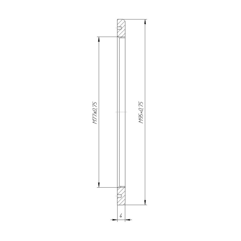 M95x0.75 male to M77x0.75 female adapter (95mm to 77mm step-down ring)