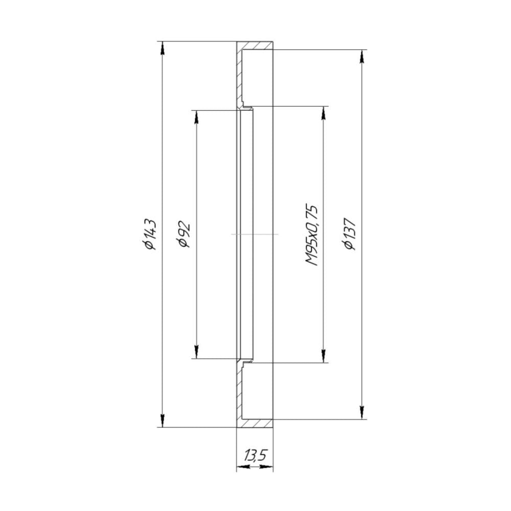 M95x0.75 male thread to 143mm outer diameter adapter (rear projecting)