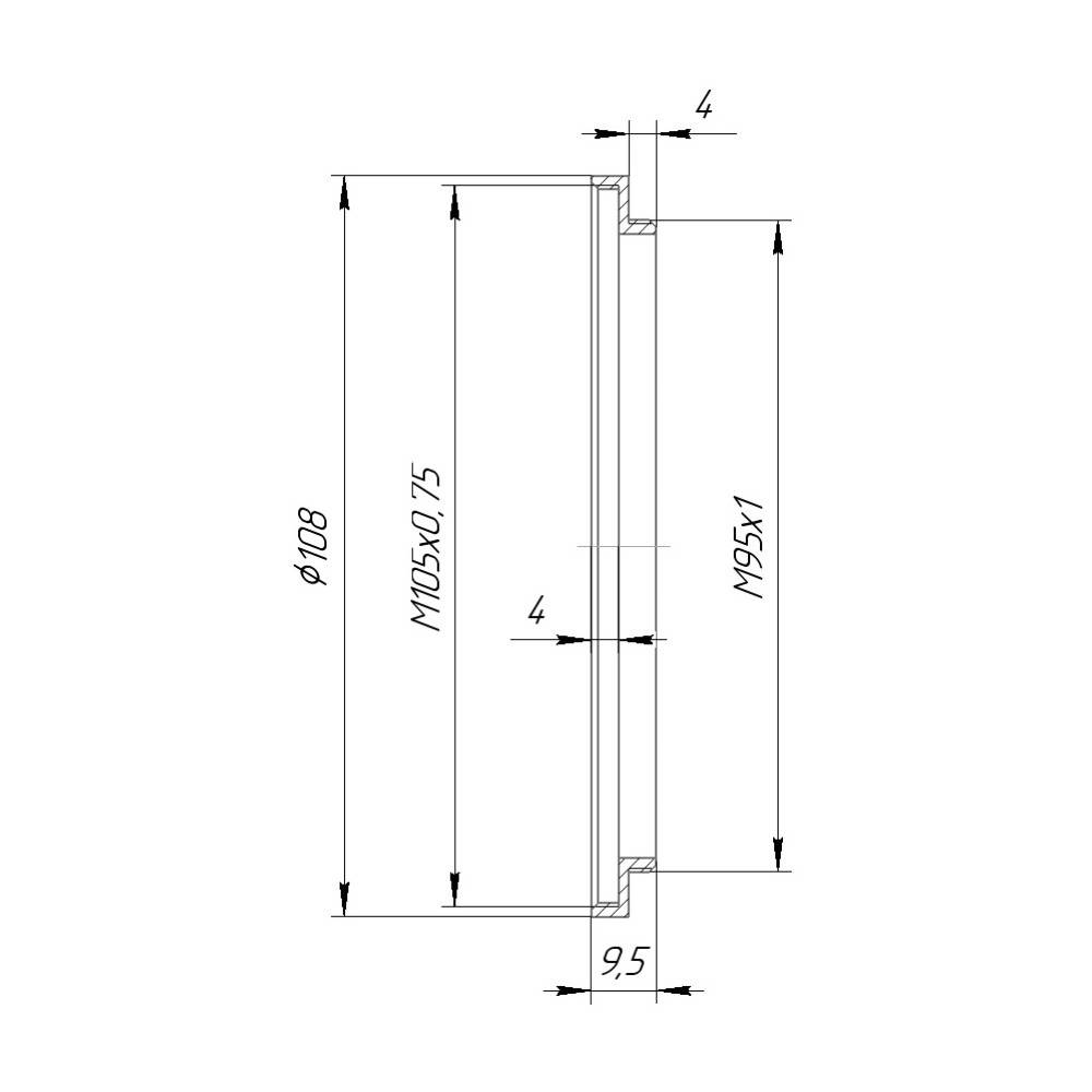 M95x1 male to M105x0.75 female thread adapter