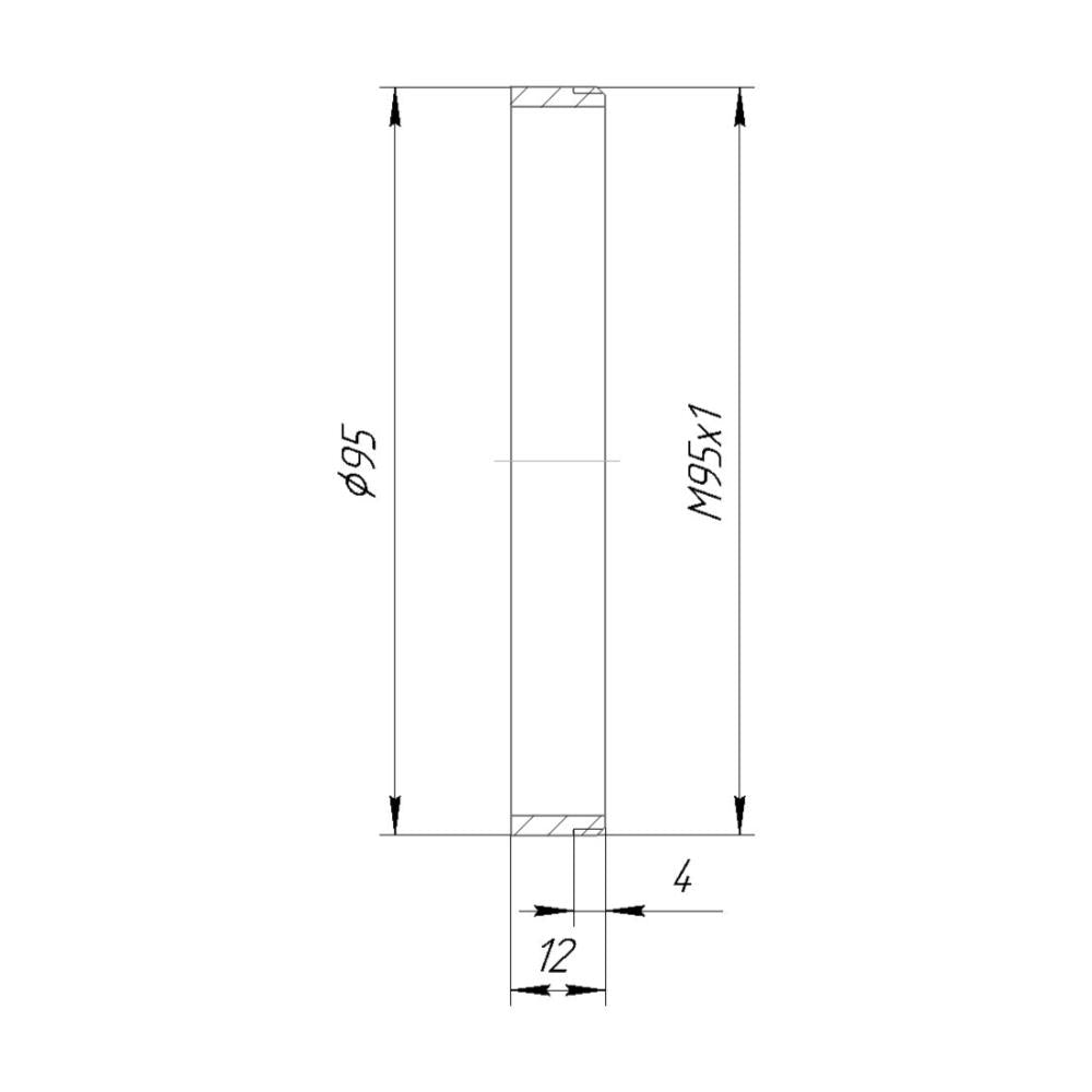 M95x1 male thread to 95mm front adapter for Iscorama 54