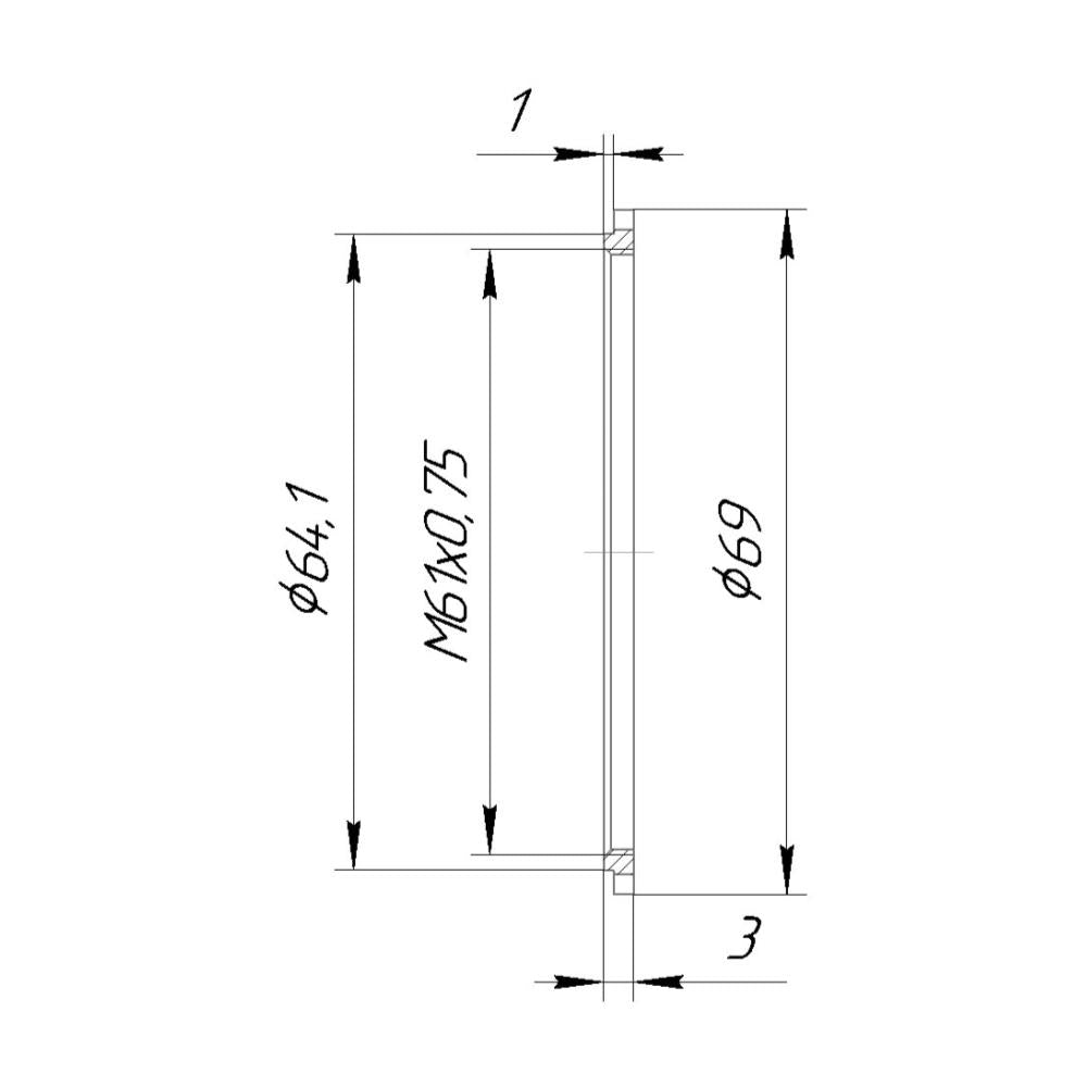 Retaining ring for Copal #3S shutter (M61x0.75 thread)