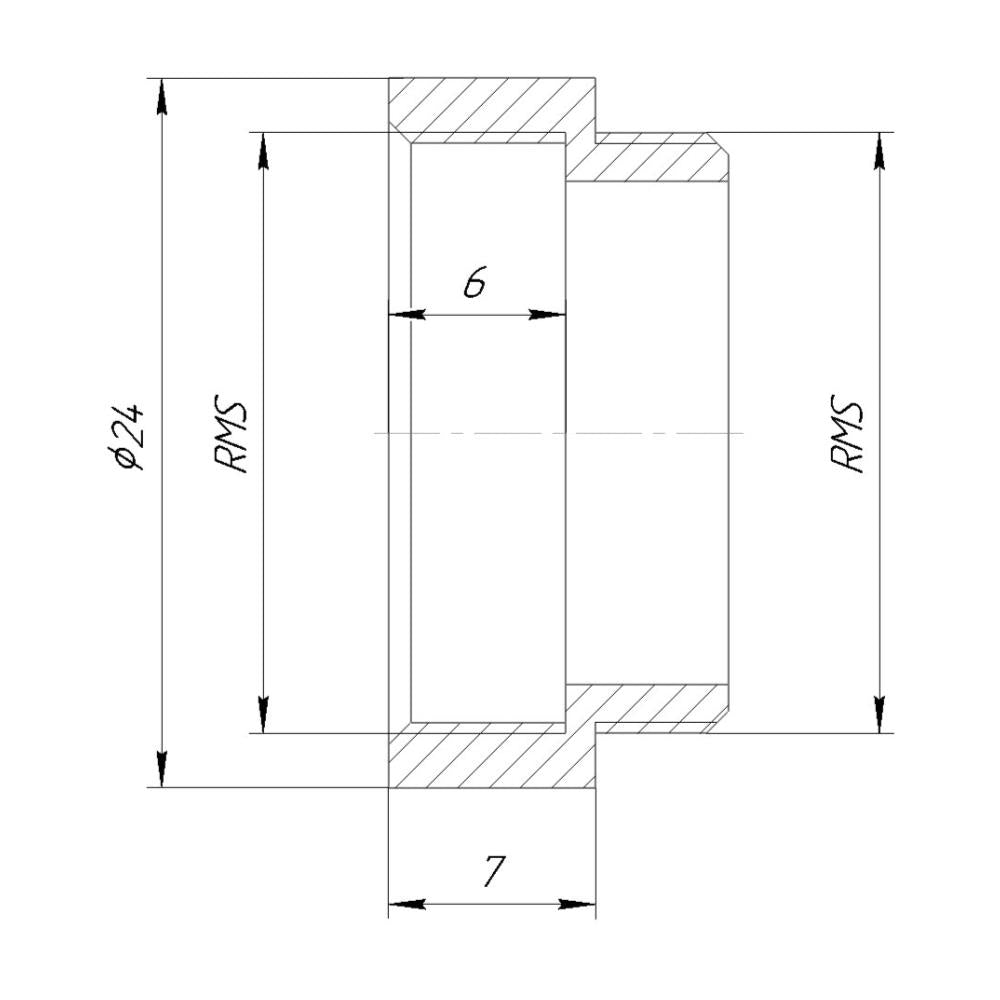 7mm extender for RMS/DIN microscope objectives, bronze