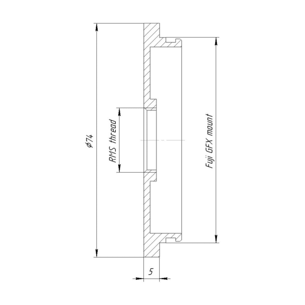RMS female thread to Fujifilm GFX camera mount adapter