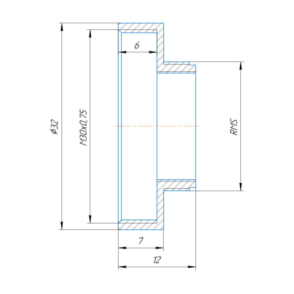 RMS male to M30x0.75 female thread adapter, black