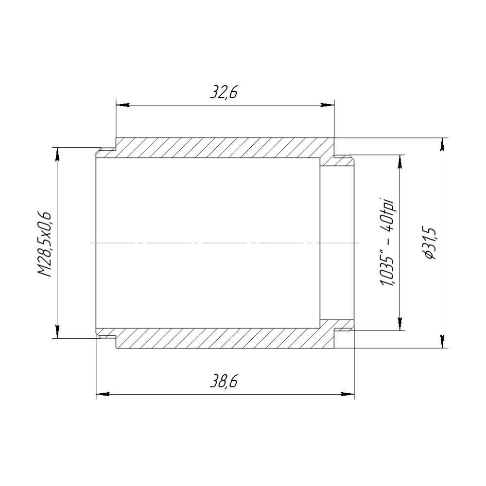 SM1 male to M28.5x0.6 male thread adapter