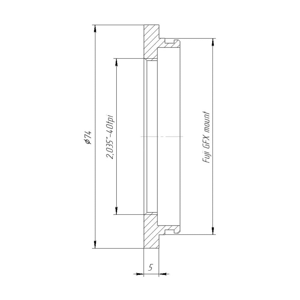 SM2 female thread to Fuji GFX camera mount adapter