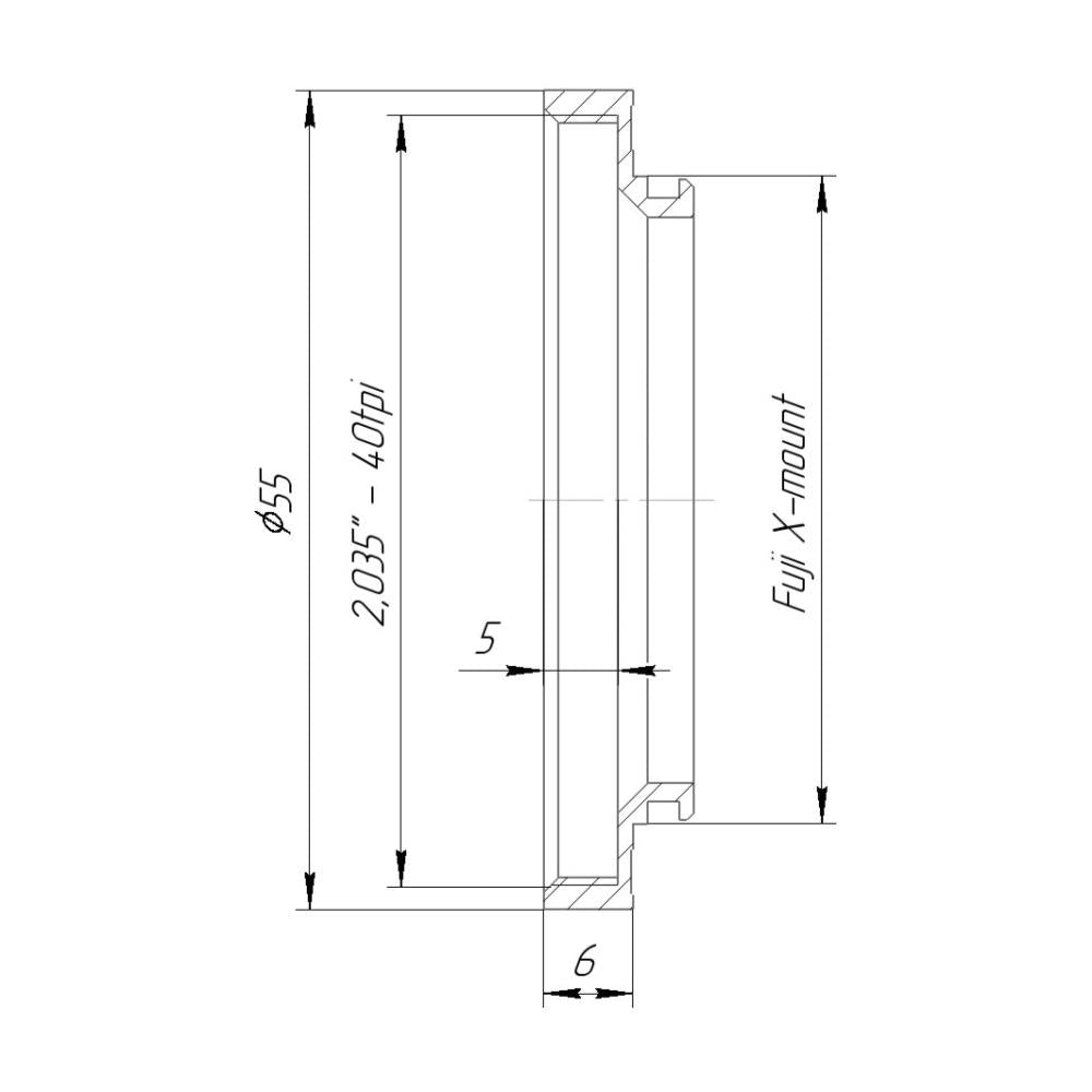SM2 female thread to Fujifilm X (FX) camera mount adapter