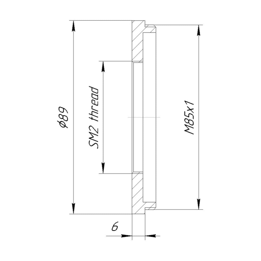 SM2 female to M85x1 male thread adapter